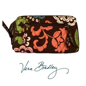 💐 NWOT Vera Bradley Beautiful Zippered Wallet Floral Chocolate Brown, 5” x 8”